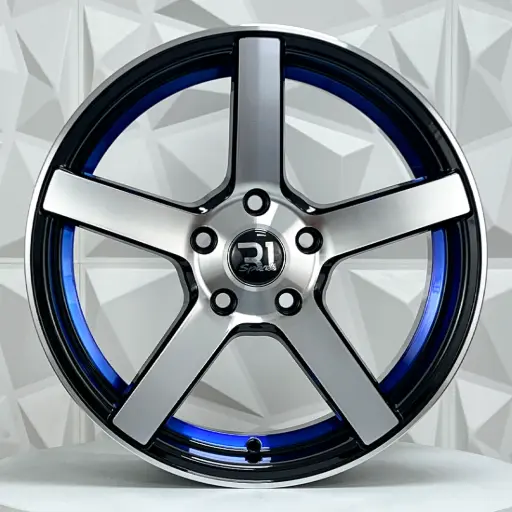 [179449] RIN 17X7 5-114.3 R1 SPORT 17CV3 BLACK MACHINE FACE INNER BLUE LINE ET40 CB73.1